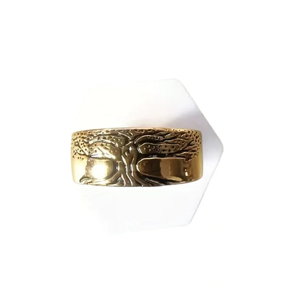 Tree of Life Gold Engraved Ring